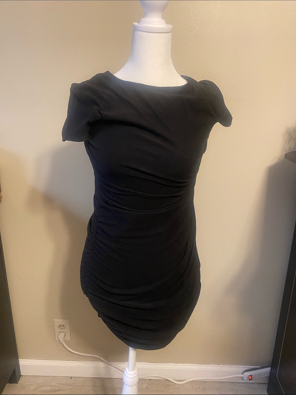 Time and Tru Black Ruched Maxi Dress